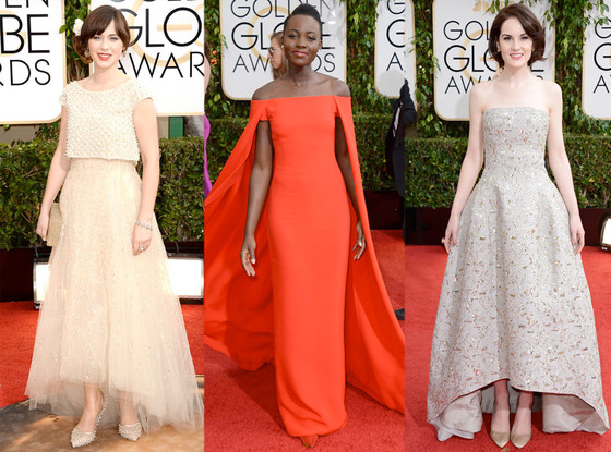 Zooey Deschanel, Lupita, Nyong'o, Michelle Dockery, Golden Globes Zooey Deschanel, Lupita, Nyong'o, Michelle Dockery, Golden Globes